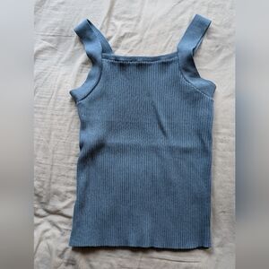 Blue Ribbed Tank Fitted